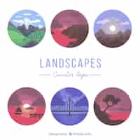 Free vector circular landscapes