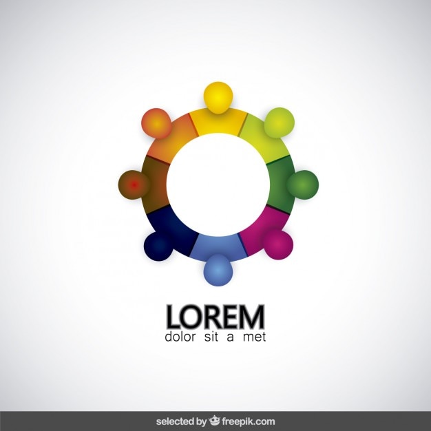 Free vector circular logo with abstract human shape