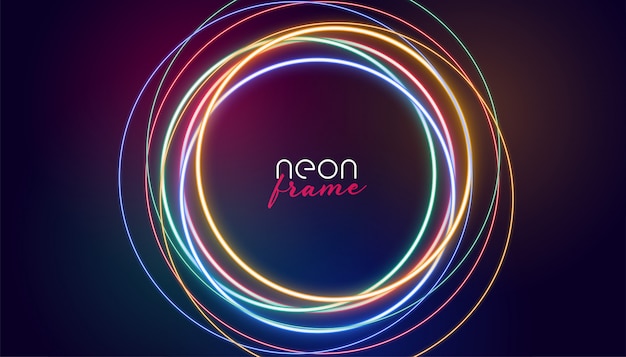 Circular neon frame colorful lights