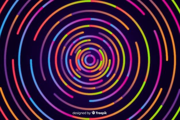 Circular neon shapes background