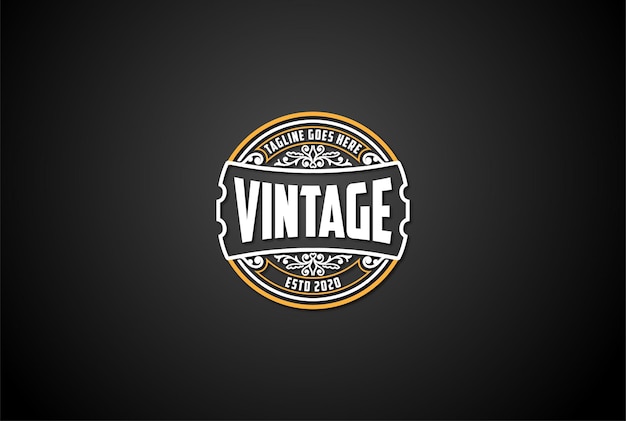 Circular old classic elegant retro vintage badge emblem label logo design vector Premium Vector