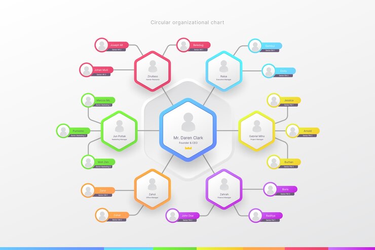 Free Vector circular organizational chart infographic design template
