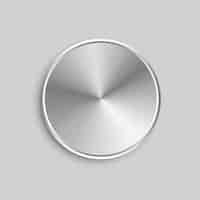 Free vector circular realistic metal button with brushed steel surface