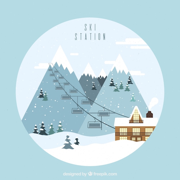 Free vector circular ski resort design