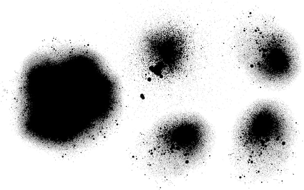 Free vector circular spray ink splatters collection