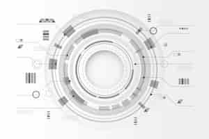 Бесплатное векторное изображение Круговые технологические линии на белом фоне