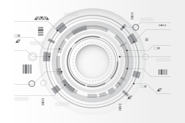 Circular technology lines white background