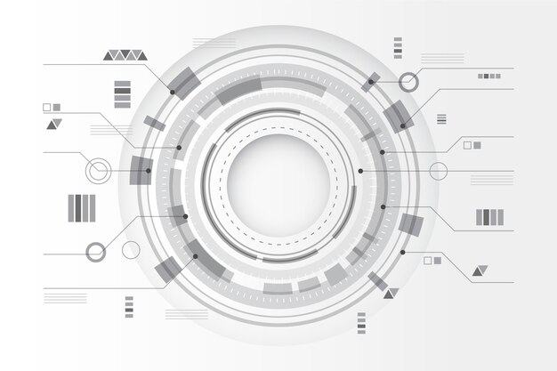 Circular technology lines white background