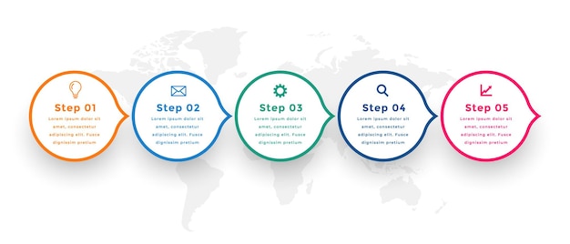 5つのステップを持つ循環タイムラインビジネスインフォグラフィックテンプレート