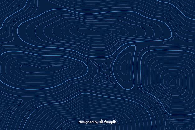Circular topographic lines on blue background