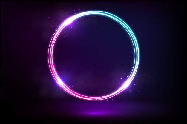 円形の紫と青のネオンの光の背景