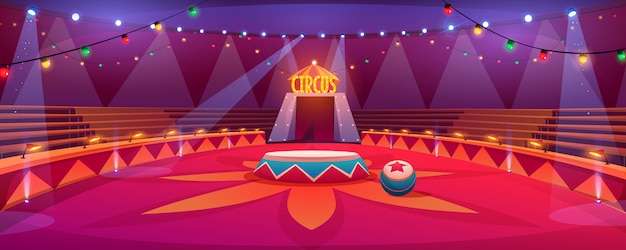 Circus arena classic round stage under tent dome illustration