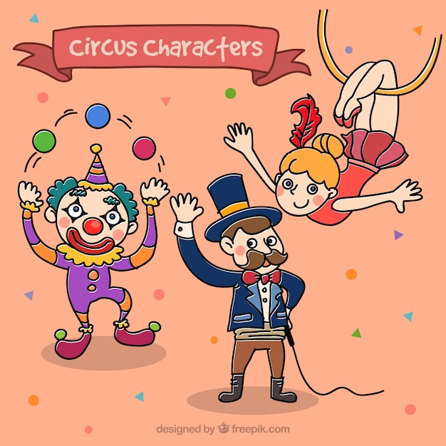 Free vector circus characters in childish style