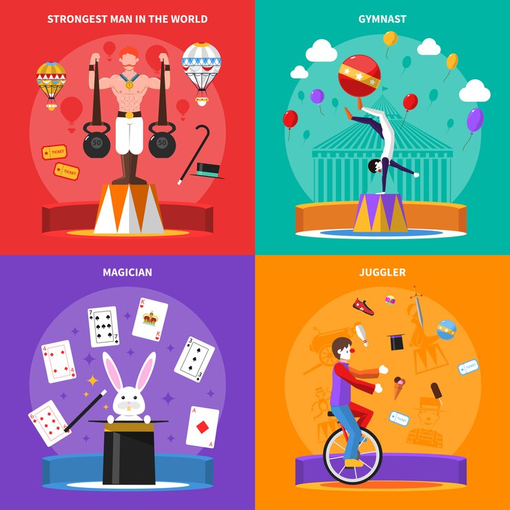 Free Vector circus concept icons set 