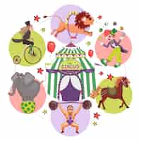 Free vector circus elements composition in flat style