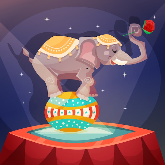 Vettore gratuito poster di elefante del circo
