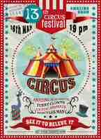 Free vector circus festival announcement retro poster