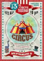 Free vector circus festival announcement retro poster