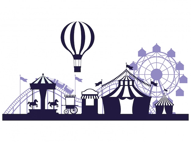 Цирковой фестиваль-ярмарка декораций синего и белого цветов