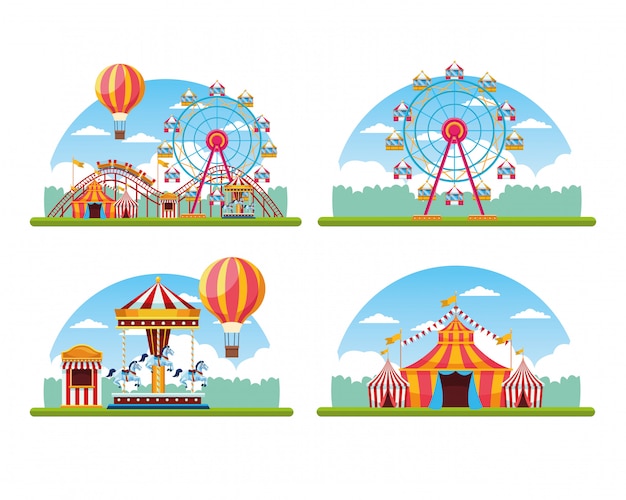 Бесплатное векторное изображение Цирковой фестиваль-ярмарка декораций