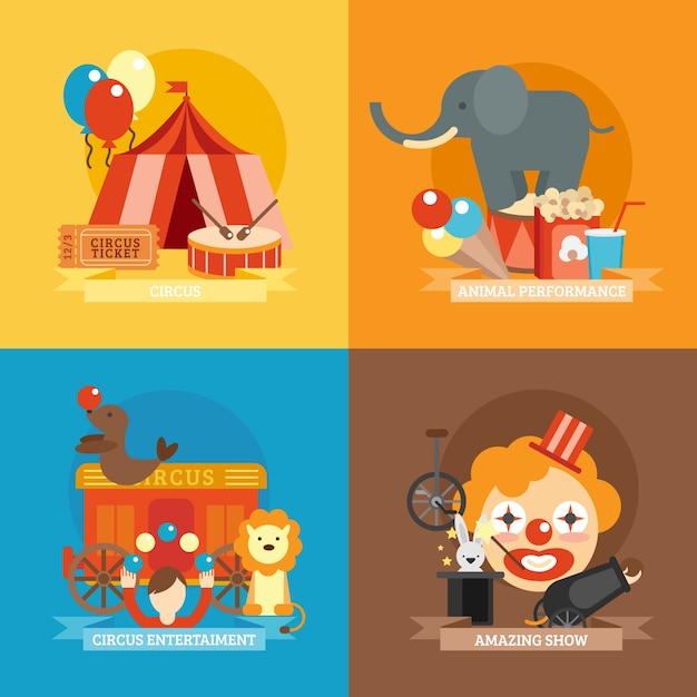 Free vector circus flat set