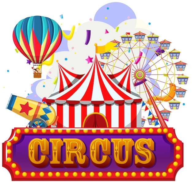 Бесплатное векторное изображение Цирк, веселая ярмарка, тематический парк развлечений