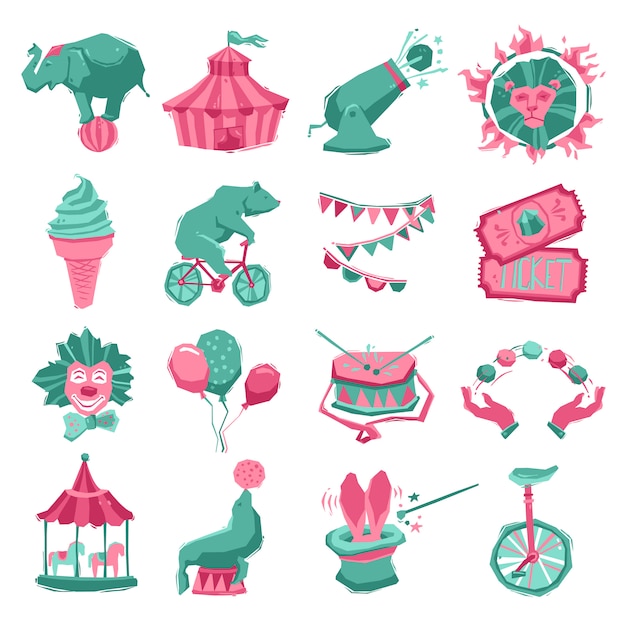 Free vector circus icon set