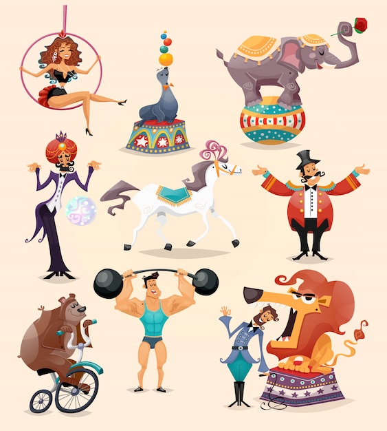 Circus icons set