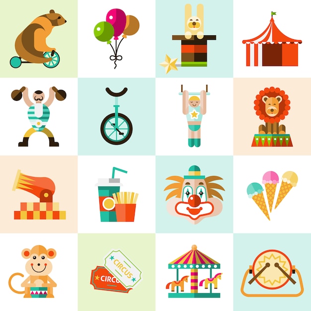 Circus icons set