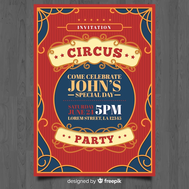 Free vector circus invitation card