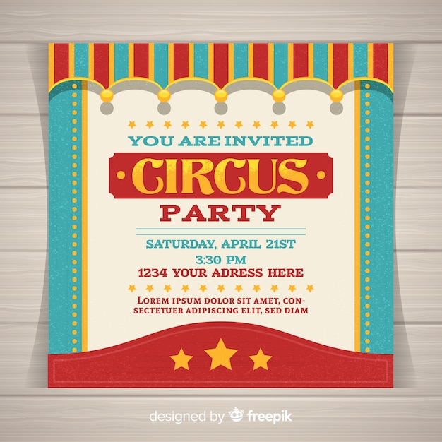 Free vector circus party invitation card