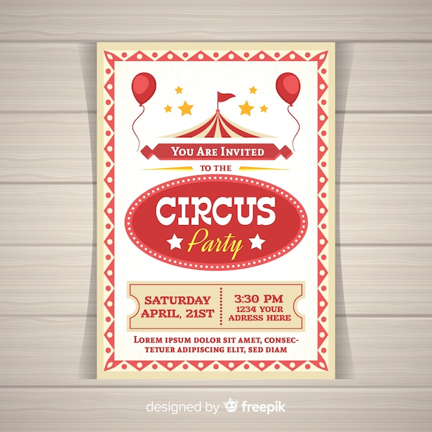 Circus party invitation card