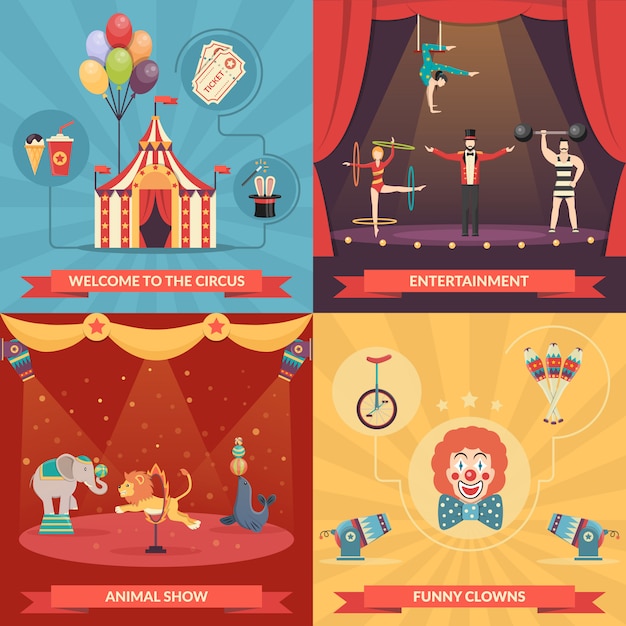 Бесплатное векторное изображение circus show 2x2 concept
