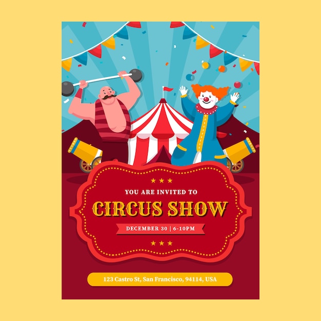 Free vector circus show invitation template