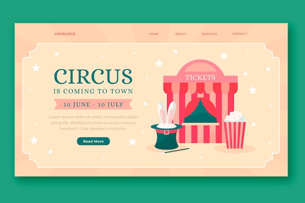 Free vector circus show landing page template