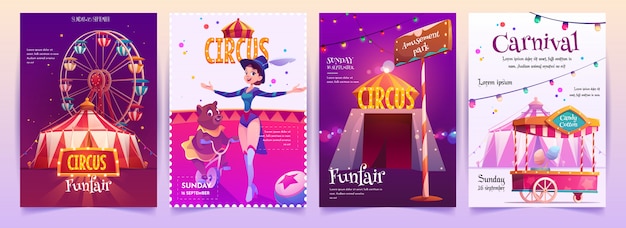 Circus show placards set