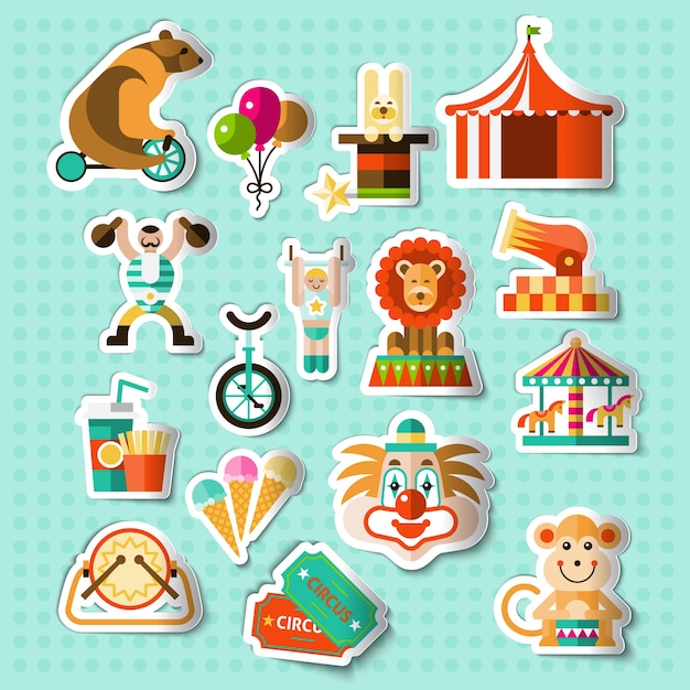 Free vector circus stickers set