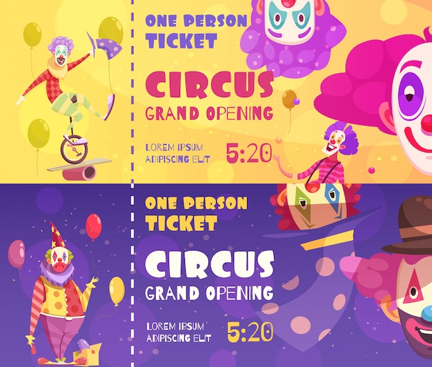 Circus Tickets Clowns Bannerft