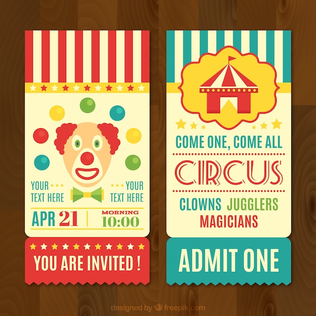 Circus tickets in retro style