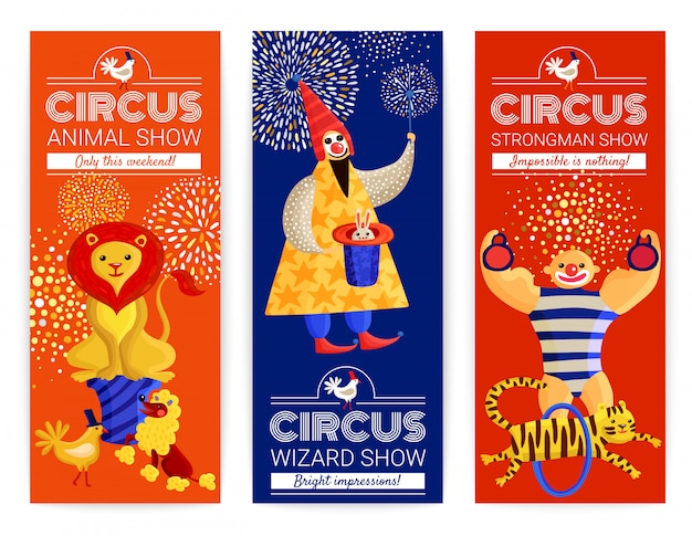 Circus vertical banners set