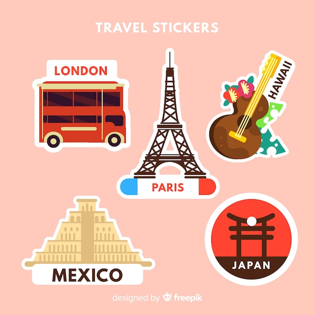 Free vector cities sticker collection