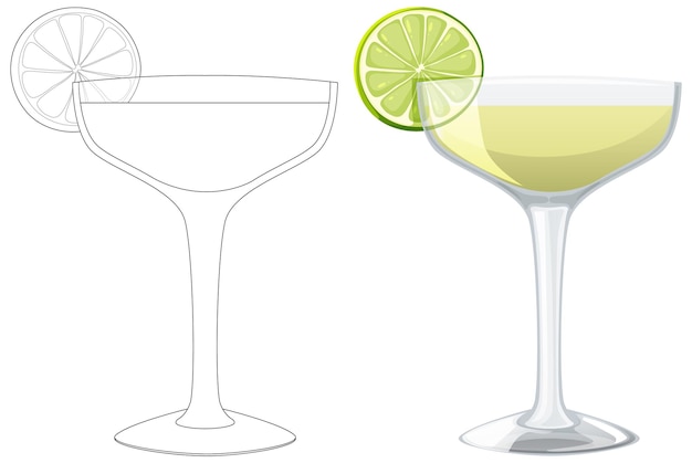 Illustrazione di vetro per cocktail di agrumi