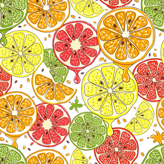 Free vector citrus fruits seamless pattern