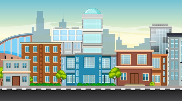 Free vector city building view at daytime