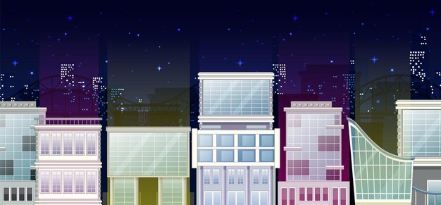 Free vector city building view at night