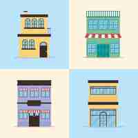 Free vector city buildings icon set design