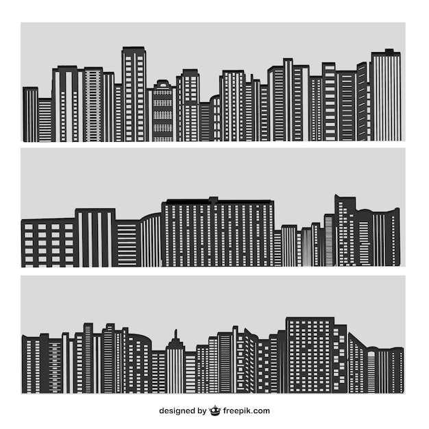 City buildings silhouettes in grey