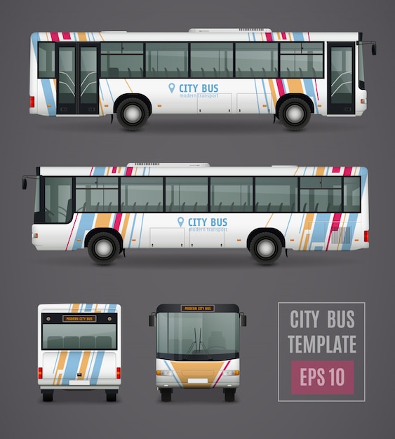 Free vector city bus template in realistic style