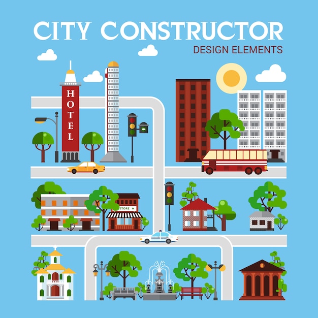 Free vector city constructor design elements