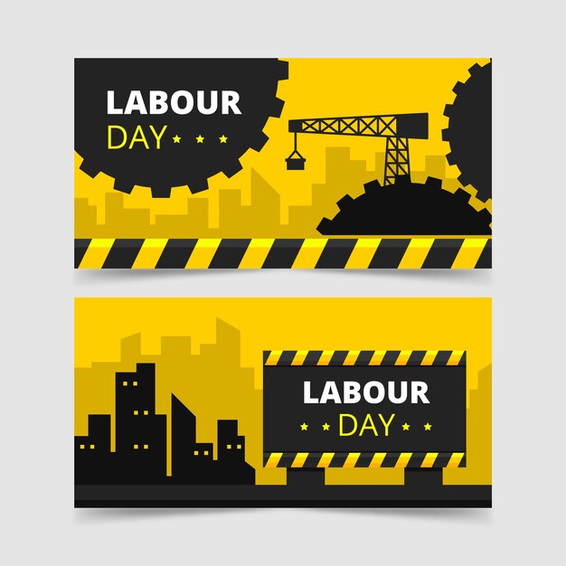 City and crane labour day banner